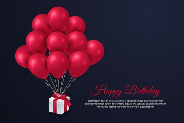 Happy birthday background with balloons and gift