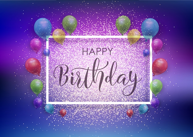 Free vector happy birthday background with balloons and glitter