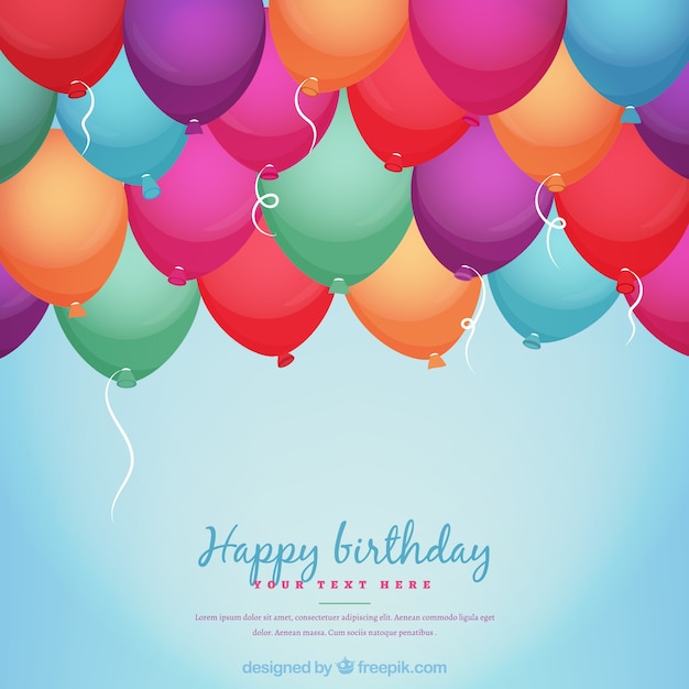 С днем ​​рождения фон с красочными воздушными шарами