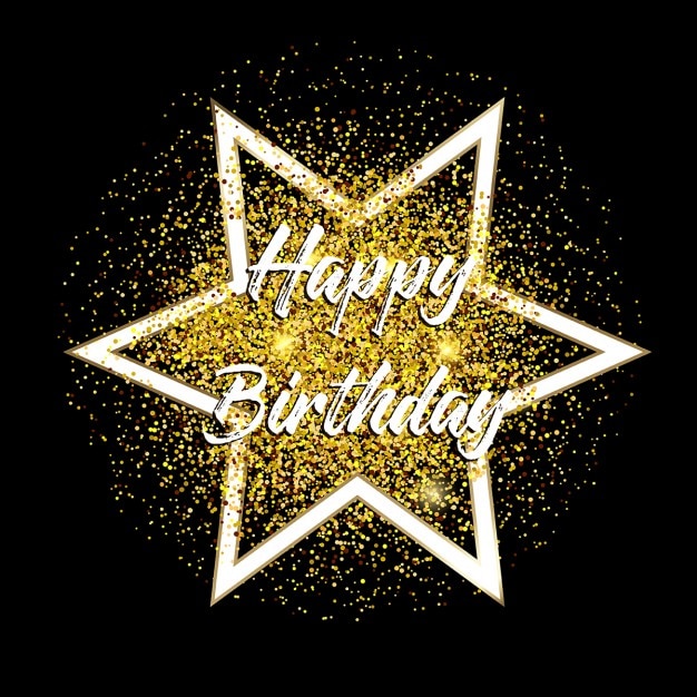 Happy birthday background with gold glitter confetti