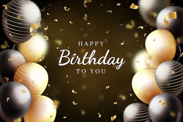 Free Vector | Happy birthday background with golden and black balloons