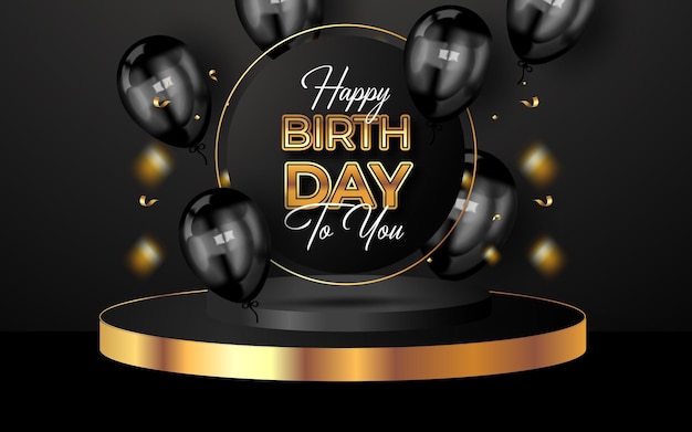 Free vector happy birthday background with luxury balloons and confetti