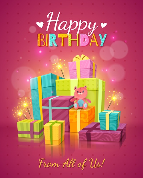 Бесплатное векторное изображение Фон с днем рождения