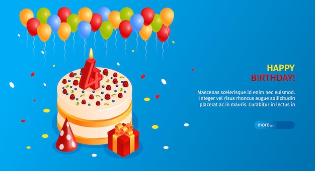 Vettore gratuito modello di banner di buon compleanno