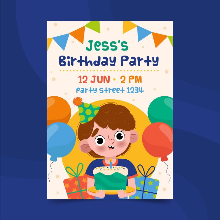Free Vector happy birthday boy holding cake poster