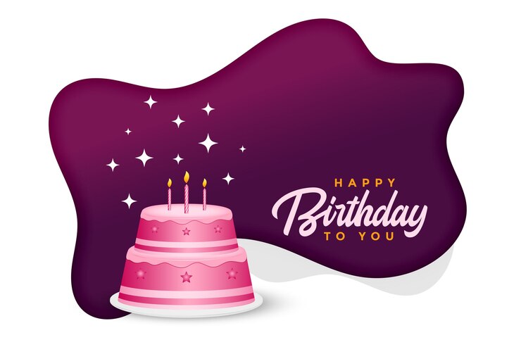Free Vector happy birthday cake celebration background 