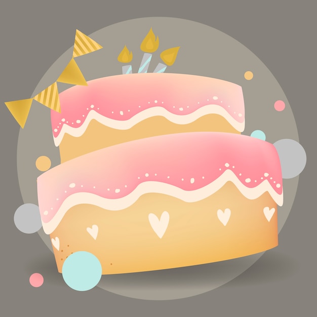 Free vector happy birthday cake design vector