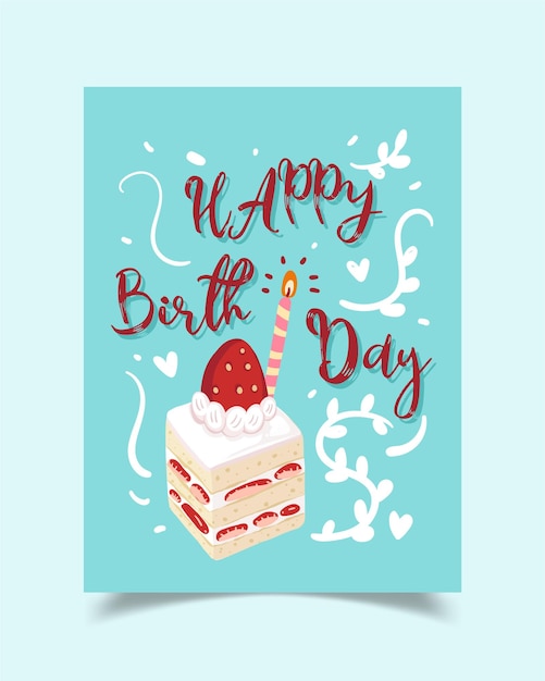 Free vector happy birthday card decorated with cake pictures