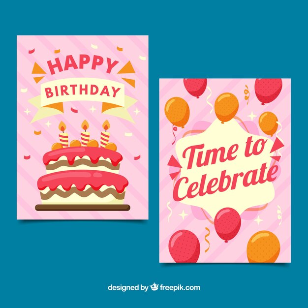Happy birthday card in flat style