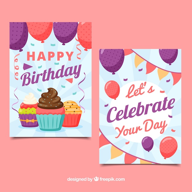 Happy birthday card in flat style