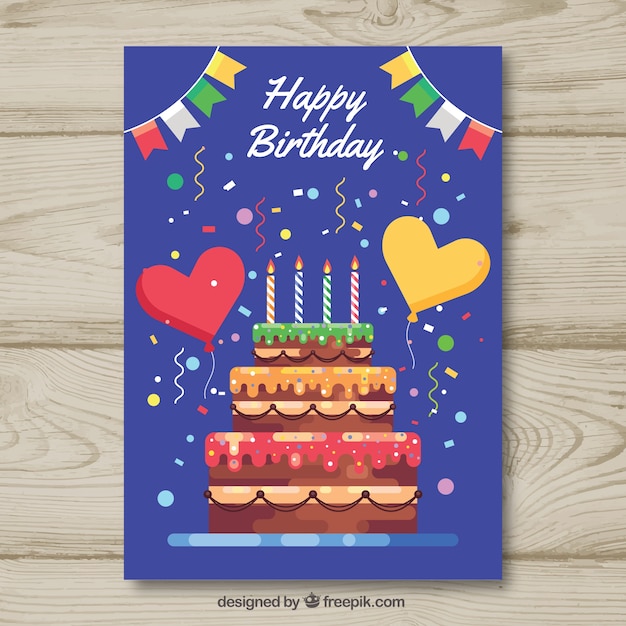 Free vector happy birthday card in flat style