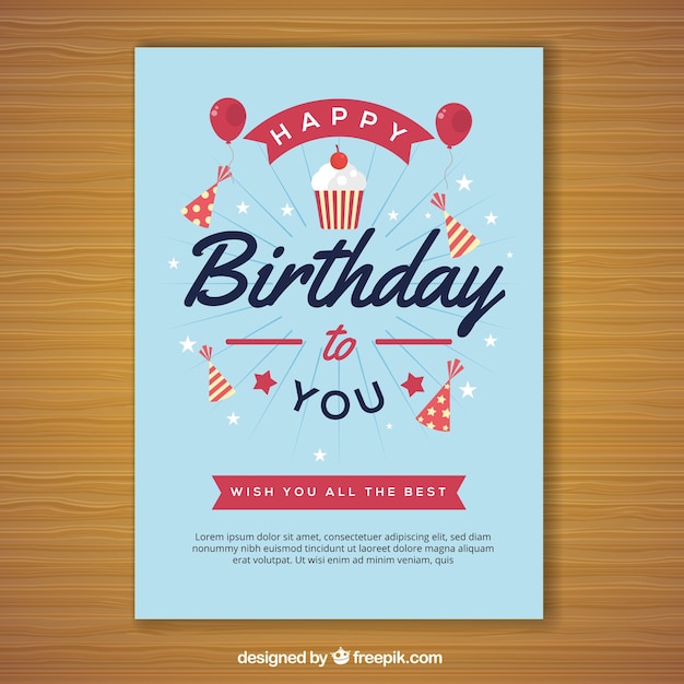 Happy birthday card in flat style