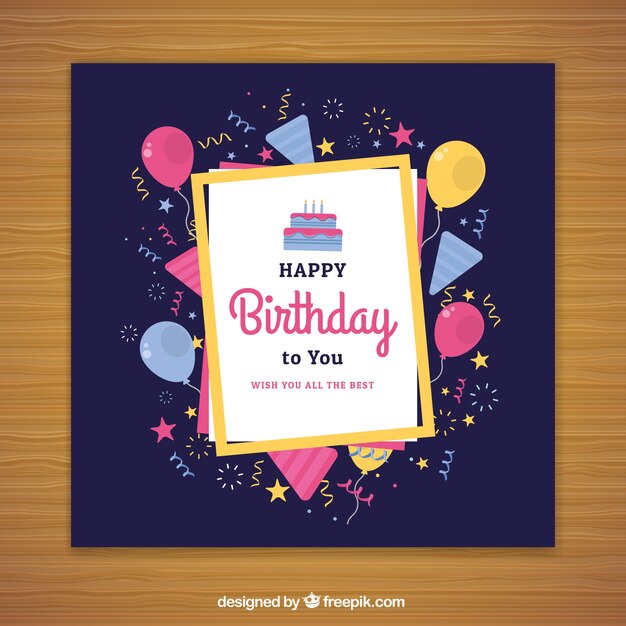 Happy birthday card in flat style