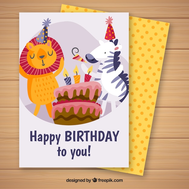 Free vector happy birthday card in hand drawn style