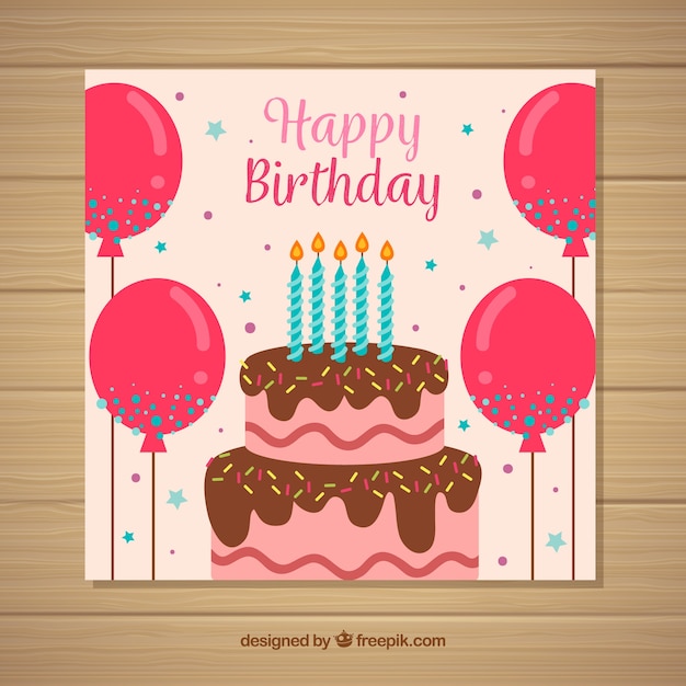 Happy birthday card invitation in flat style