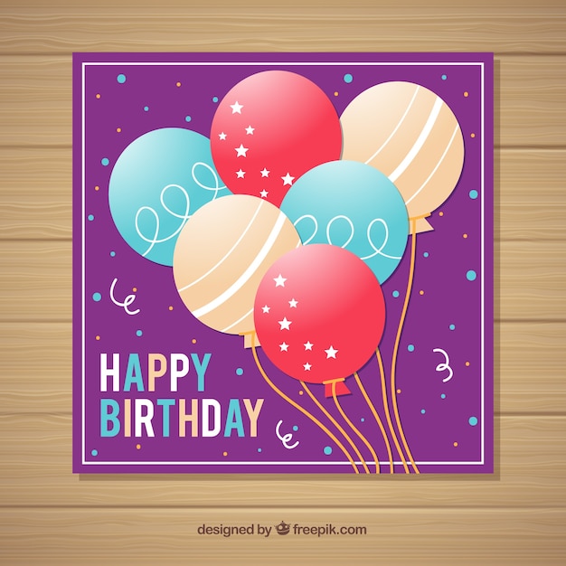 Free vector happy birthday card invitation in flat style