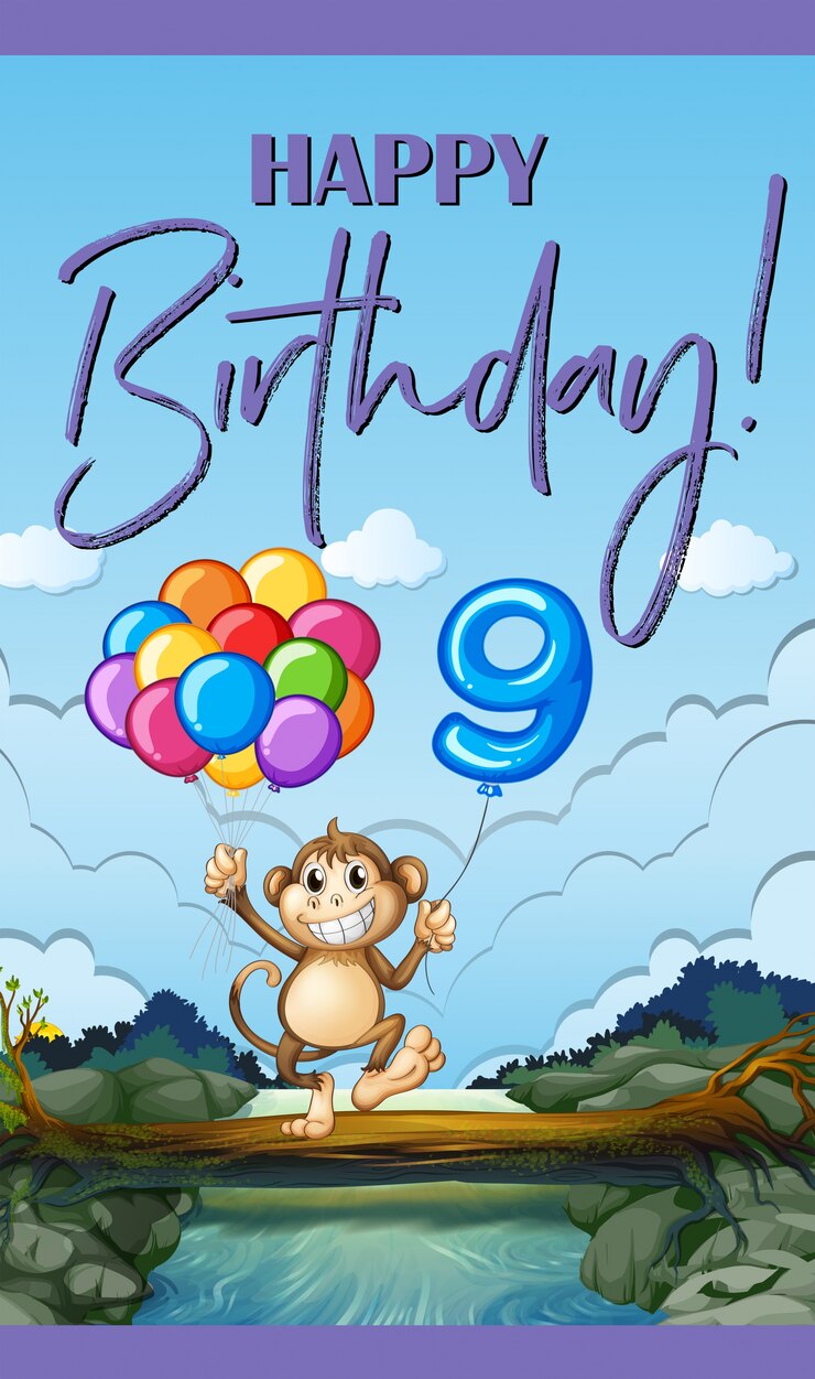 मुफ़्त वेक्टर happy birthday card for nine years old