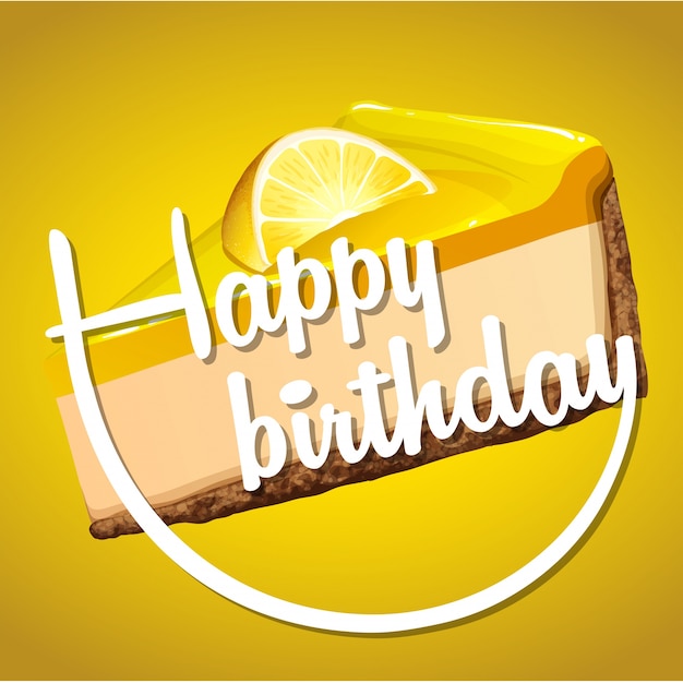 레몬 치즈 케이크와 함께 생일 축 하 카드 템플릿