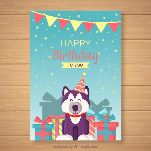 Free vector happy birthday card with cute animal