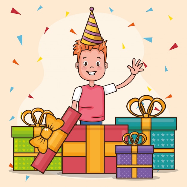 Free vector happy birthday card with little boy