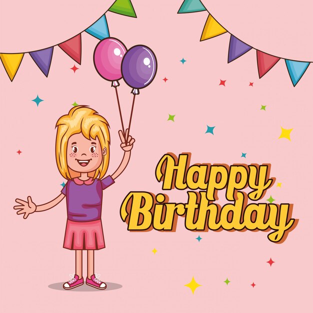 happy birthday card with little girl