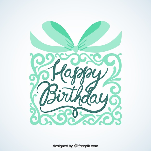 Happy birthday card with ornamental gift