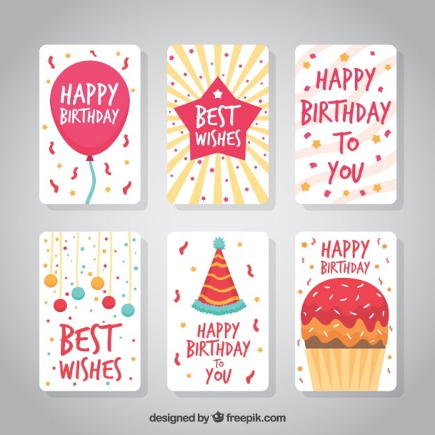 Free vector happy birthday cards collection