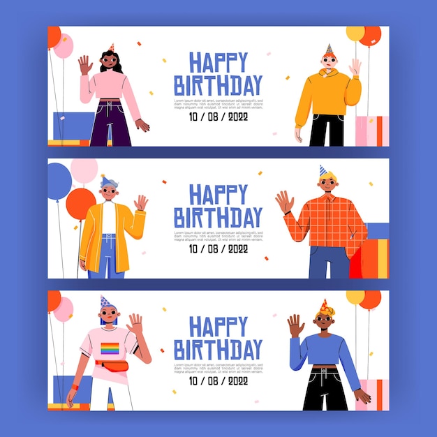 Happy birthday cards with diverse people