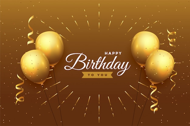 Free vector happy birthday celebration background in golden theme