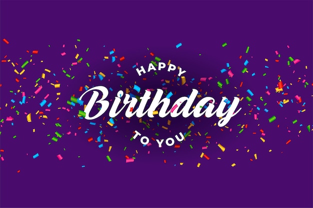 Free vector happy birthday celebration card with falling confetti