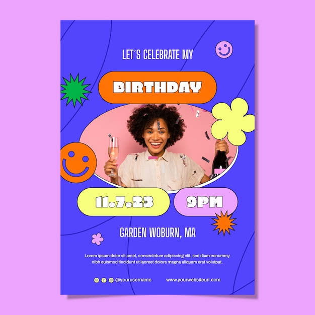 Free vector happy birthday celebration invitation