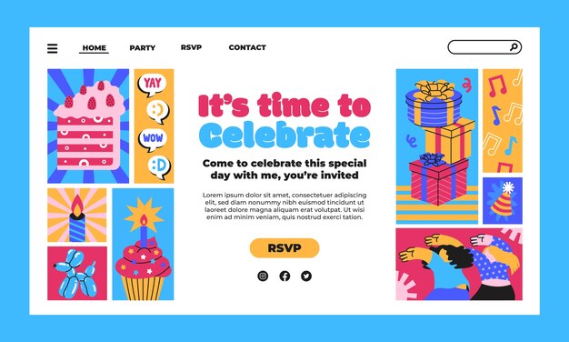 Happy birthday celebration landing page