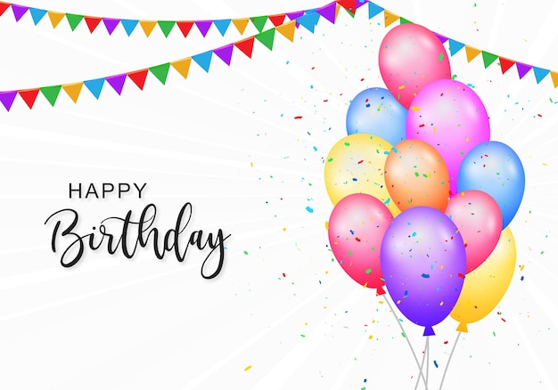 Free vector happy birthday celebration on realistic balloons card background