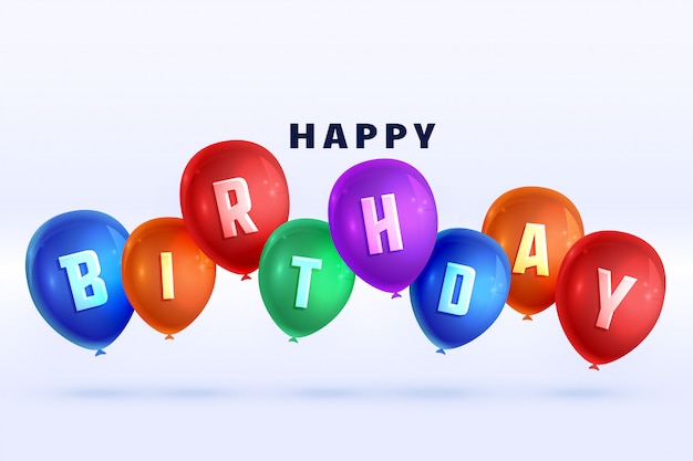 Free vector happy birthday colorful 3d balloons background