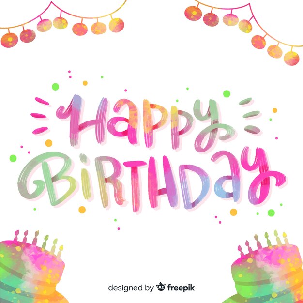 Happy birthday colorful lettering quote