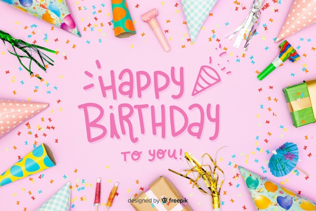 Happy birthday colorful lettering with photo