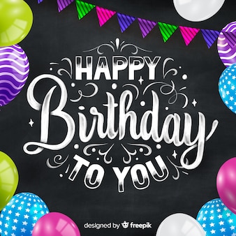 Happy birthday colorful lettering Free Vector