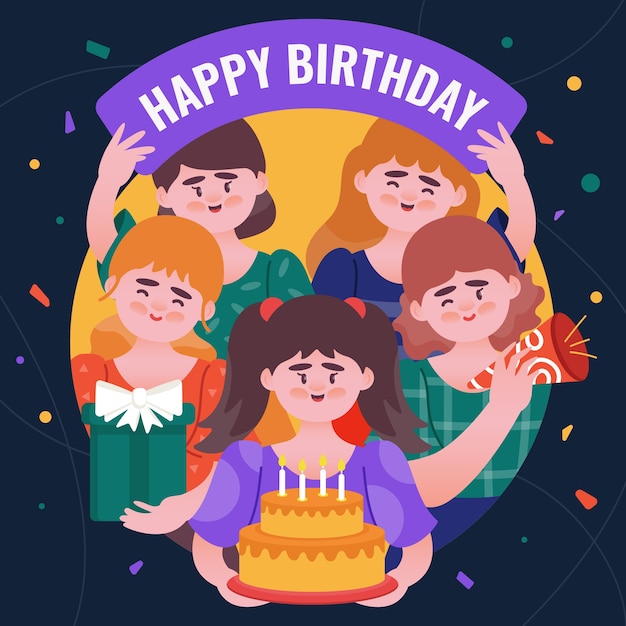 케이크와 함께 생일 축 하 개념