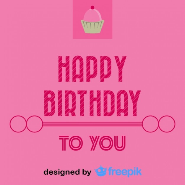 Free vector happy birthday cupcake postcard vintage style