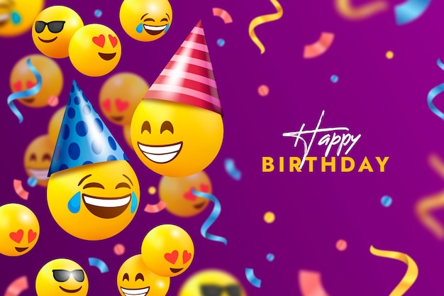 Vettore gratuito sfondo di emoji di buon compleanno