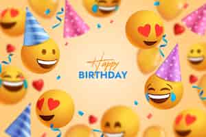 Free vector happy birthday emoji background