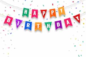 Free vector happy birthday flags and confetti card