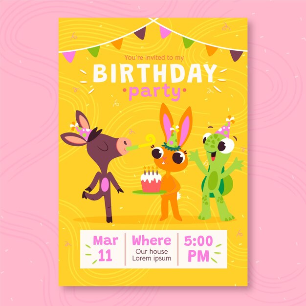 Happy birthday flat design card template