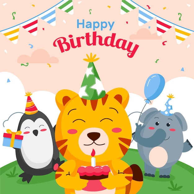 Happy birthday flat design illustration