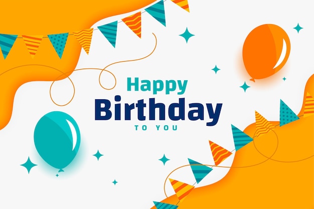 Free vector happy birthday flat invitation birthday card design