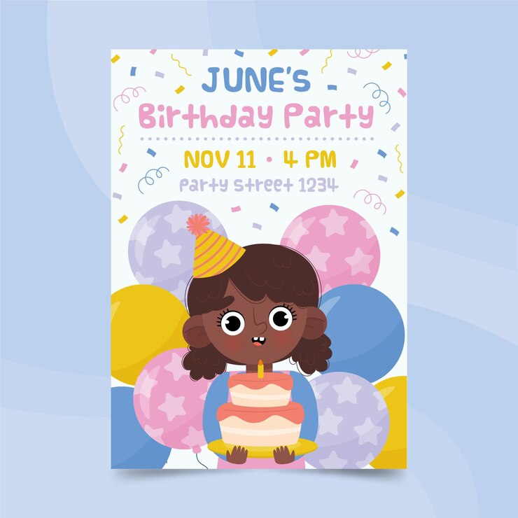 Free Vector happy birthday girl holding cake poster
