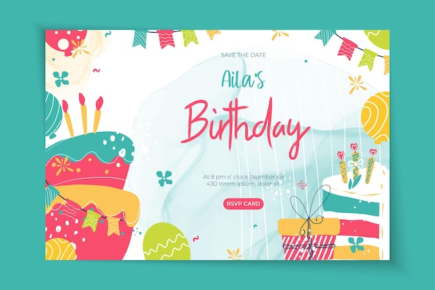 Поздравительная открытка с днем рождения красивый торт ко дню рождения со свечами