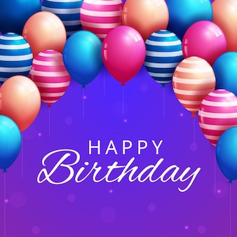 Happy birthday greeting card with balloons
