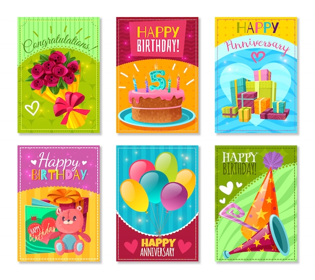 Free vector happy birthday greeting cards