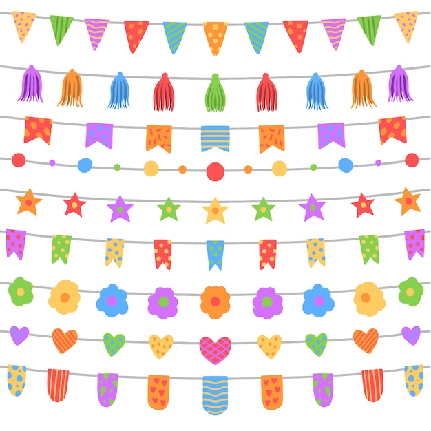 Free vector happy birthday house decoration with garlands